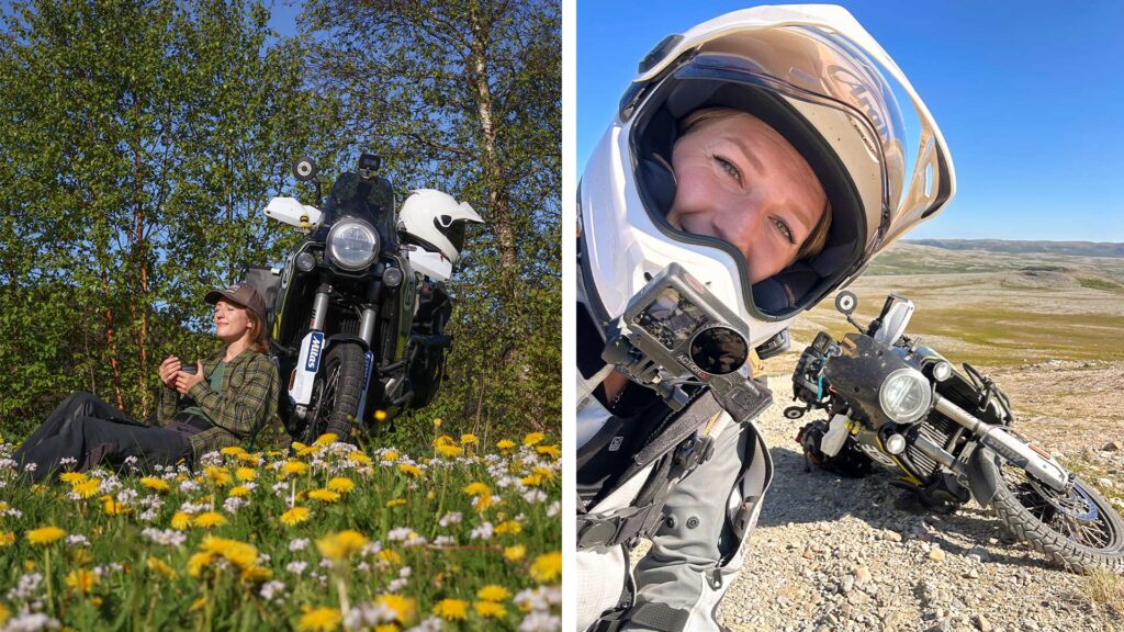 Runa Grydelang med motorsykkel